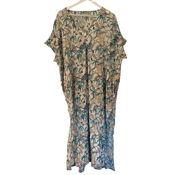 Roller rabbit Goan Forrest Jungle Print Kaftan dress coverup M/L - Picture 3 of 13